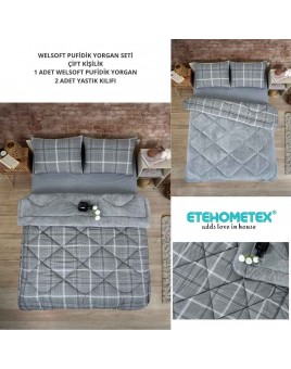 ETE HOMETEX ÇİFT KİŞİLİK LÜX WELSOFT YORGAN 195X215CM SAFİR GRİ 8696474231948